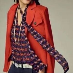 Cabi Bonus Blouse/Top 3428 Multi Color Geometric Print w/Scarf/Tie M V-Neck